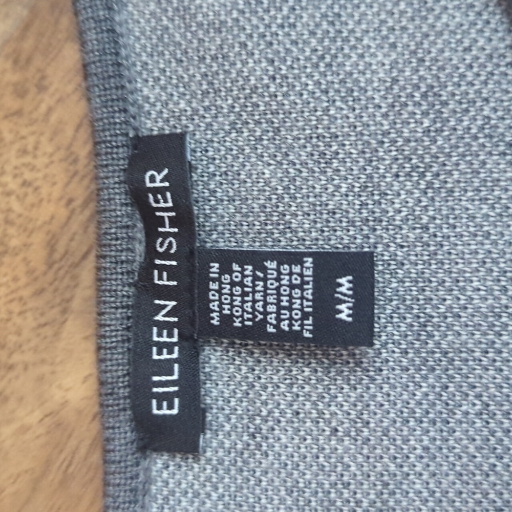 Eileen Fisher Merino Wool Windowpane Zip Cardigan Sweater - Picture 4 of 9